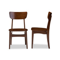 Baxton Studio RT365-CHR Netherlands Mid-Century Dark Walnut Bent Wood Dining Side Chair Set of 2